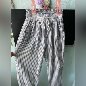 striped wide leg pants